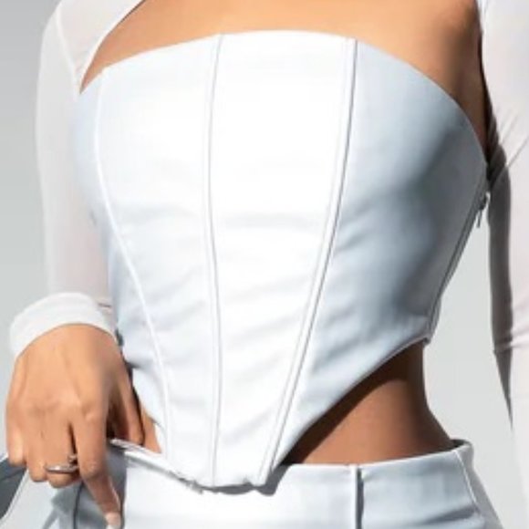 Sodah Spice Corset Top & Soft Mesh Cropped Sleeve SZ 12 - Picture 6 of 10